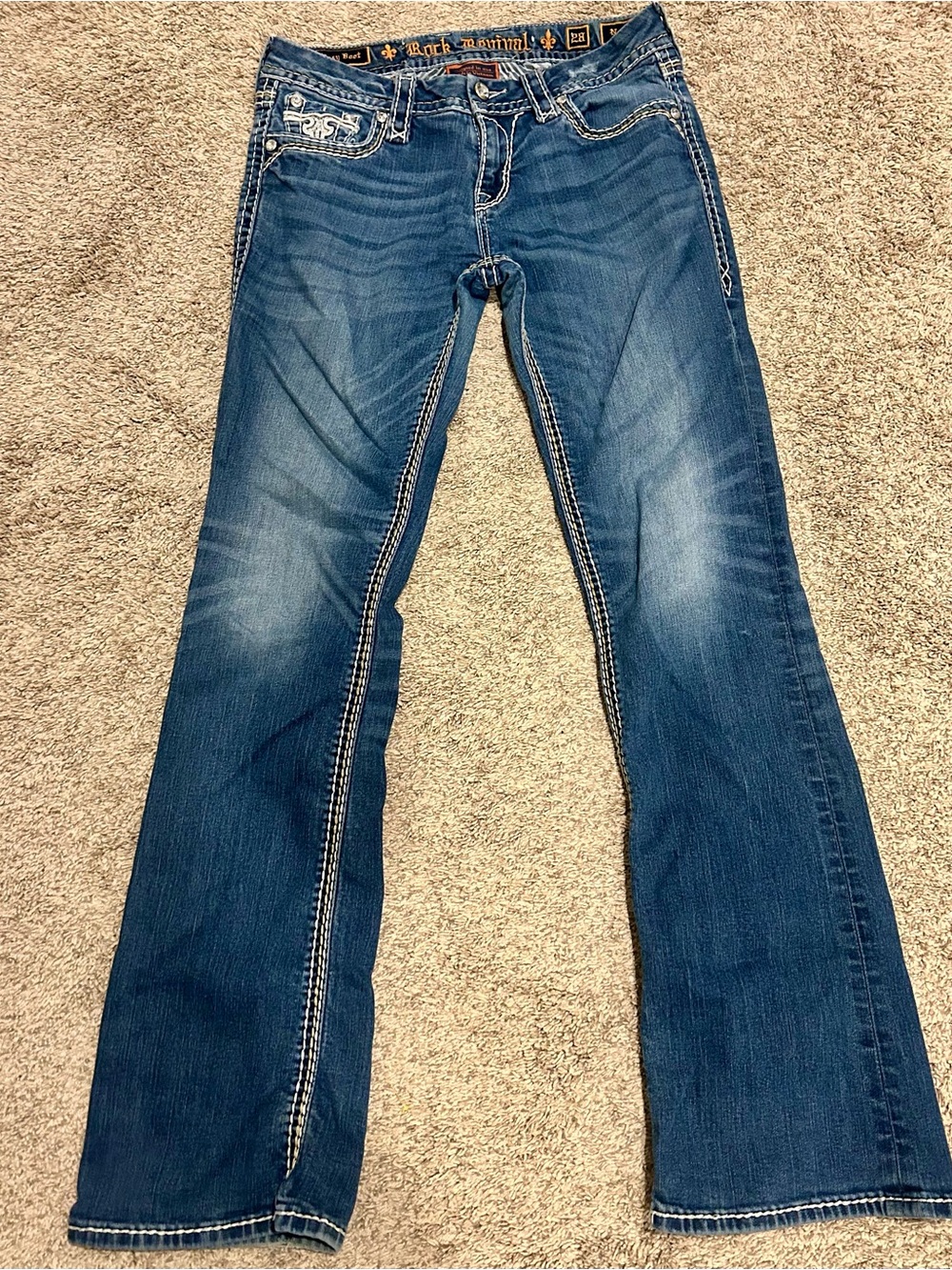 Rock Revival Women's Distressed Dark Blue Nancy Bootcut Jeans
